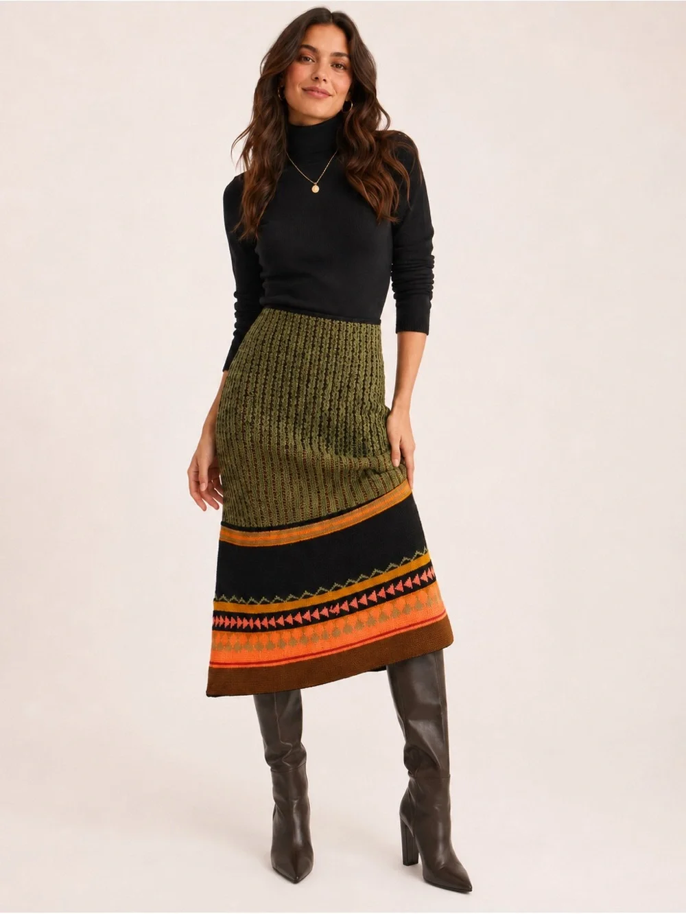 Blank London x Anthropologie Multicolored Patterned Knit Midi Skirt Sz. S‎